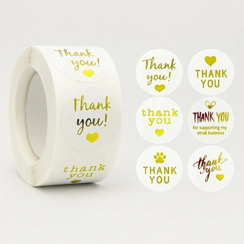 thank you stickers (variety pack) 1in round | shipping supplies​​​ Gold sticker